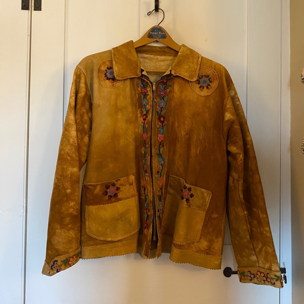 Beaded Leather Jacket Handmade